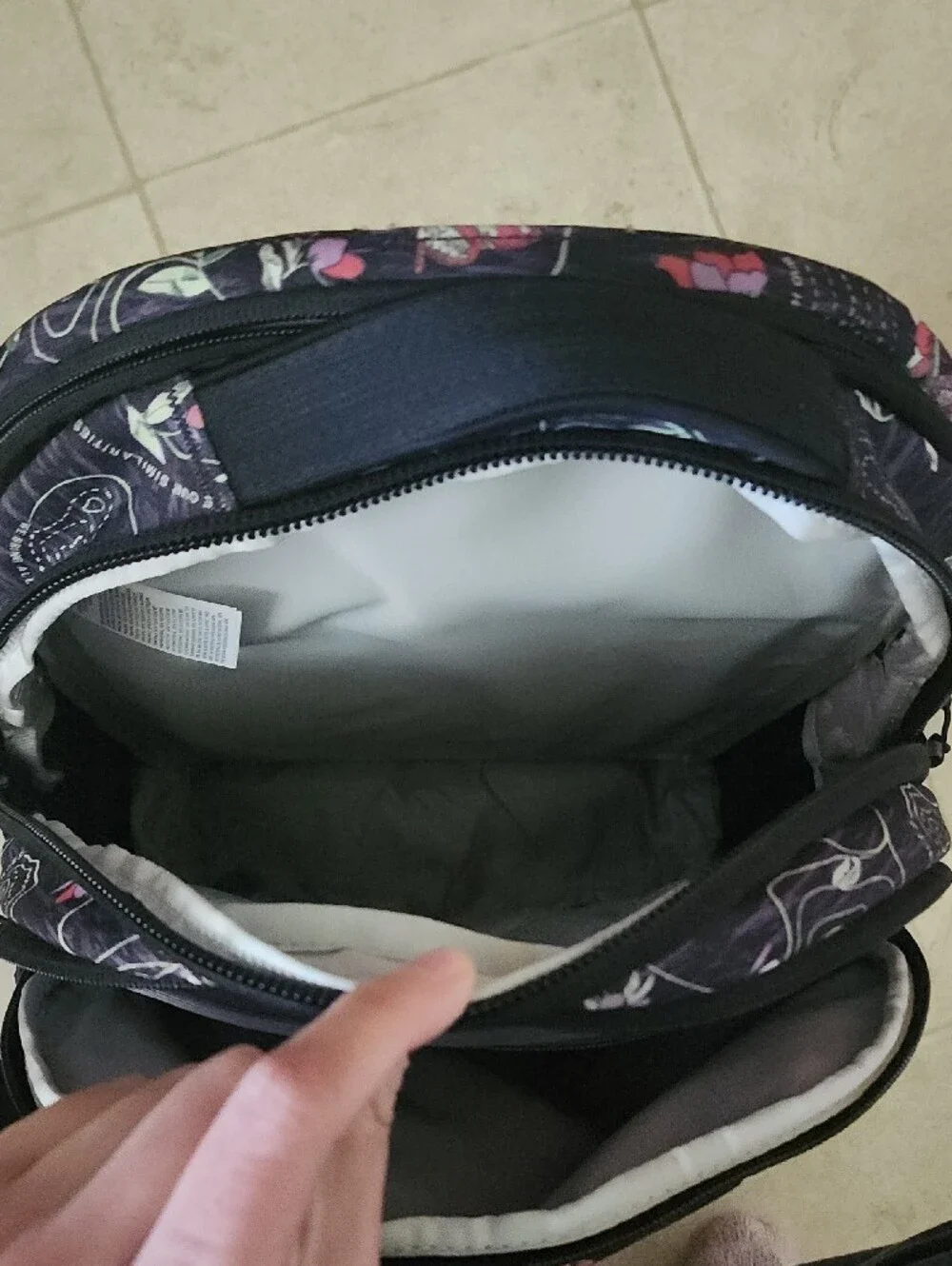 The North Face Borealis Backpack in Black with Pink Floral Print - Picture 5 of 11